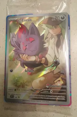 Pokemon TCG Sv09: Journey Together N's Zorua Pokemon Center Card 189 Sealed - Image 1