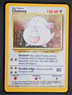 CHANSEY 3/102 HOLO RARE - POKEMON BASE SET 4TH PRINT 1999-2000 UK EDITION - Image 1