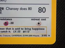 CHANSEY 3/102 HOLO RARE - POKEMON BASE SET 4TH PRINT 1999-2000 UK EDITION - Image 4