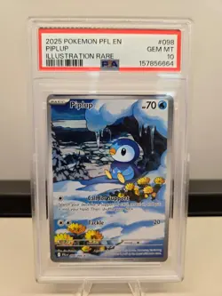 2025 POKEMON PFL EN-PHANTASMAL FLAMES ILLUSTRATION RARE #098 PIPLUP PSA 10 - Image 1