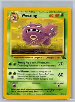 Weezing 45/62 Uncommon Fossil Pokemon Unlimited Lightly Played - Image 1