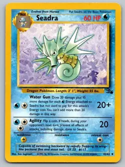 Seadra 42/62 Uncommon Fossil Pokemon Unlimited Lightly Played - Image 1