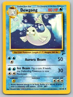 Dewgong 36/130 Uncommon Base Set 2 Pokemon Moderately Played - Image 1