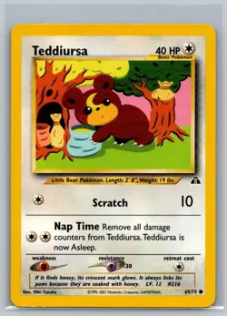 Teddiursa 65/75 Common Neo Discovery Pokemon Unlimited Lightly Played - Image 1