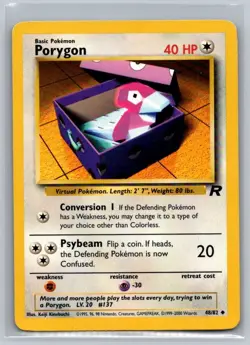 Porygon 48/82 Uncommon Team Rocket Pokemon Unlimited Lightly Played - Image 1