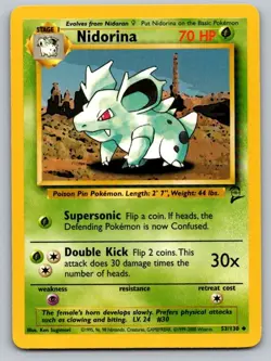 Nidorina 53/130 Uncommon Base Set 2 Pokemon Lightly Played - Image 1