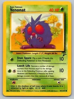 Venonat 97/130 Common Base Set 2 Pokemon Lightly Played - Image 1