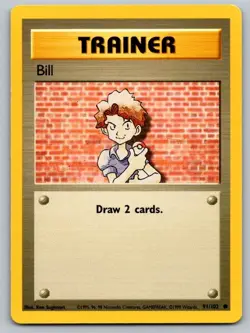 Bill 91/102 Common Base Set Unlimited Pokemon Lightly Played - Image 1