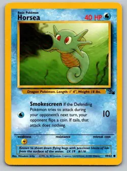 Horsea 49/62 Common Fossil Pokemon Unlimited Moderately Played - Image 1