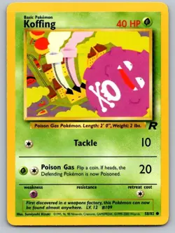 Koffing 58/82 Common Team Rocket Pokemon Unlimited Lightly Played - Image 1