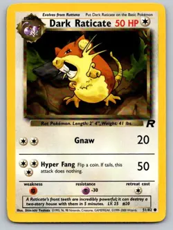 Dark Raticate 51/82 Common Team Rocket Pokemon Unlimited Lightly Played - Image 1