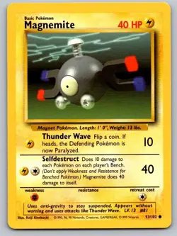 Magnemite 53/102 Common Base Set Unlimited Pokemon Lightly Played - Image 1