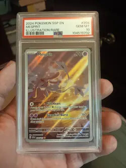 Pokemon TCG Mesprit 204/191 Surging Sparks Illustration Rare Holo PSA 10 EN - Image 1