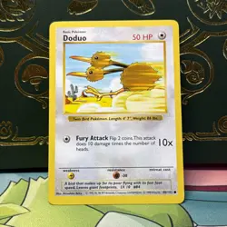 Doduo 048/102 Base Set (Shadowless) Unlimited Common Pokemon TCG Card NM - Image 1