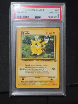PSA 8 Pikachu 60/64 Jungle Unlimited Pokemon Card Vintage 1999 - Image 1