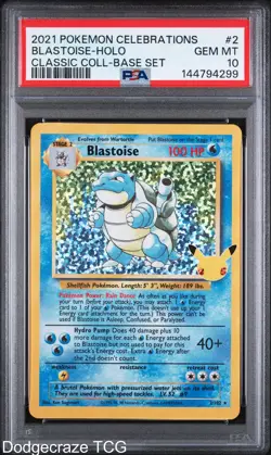 2021 Pokemon Celebrations Classic Collection Blastoise Holo 2 PSA 10 - Image 1