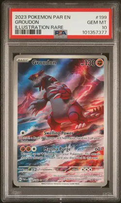 2023 POKEMON PAR EN-PARADOX RIFT ILLUSTRATION RARE #199 GROUDON PSA 10 - Image 1