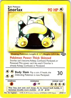 Snorlax 27/64 Rare Jungle Pokemon Unlimited Mp - Image 1