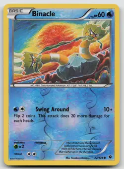 Binacle 22/124 Fates Collide Pokemon Reverse Holo Tomokazu Komiya NM - Image 1