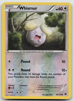 Whismur 80/124 Fates Collide Pokemon Reverse Holo NM - Image 1