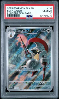 2025 POKEMON BLK EN-BLACK BOLT ILLUSTRATION RARE #138 ESCAVALIER PSA 10 - Image 1