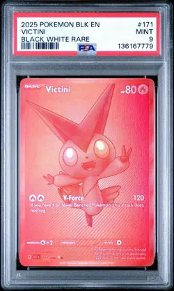 2025 POKEMON BLK EN-BLACK BOLT #171 VICTINI BLACK WHITE RARE PSA 9 - Image 1