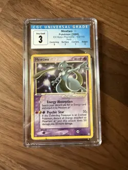 CGC 3 Gold Star Mewtwo 103/110 Holon Phantoms Holo 2006 Pokemon TCG English - Image 1