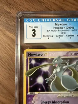 CGC 3 Gold Star Mewtwo 103/110 Holon Phantoms Holo 2006 Pokemon TCG English - Image 2