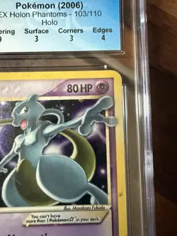CGC 3 Gold Star Mewtwo 103/110 Holon Phantoms Holo 2006 Pokemon TCG English - Image 3