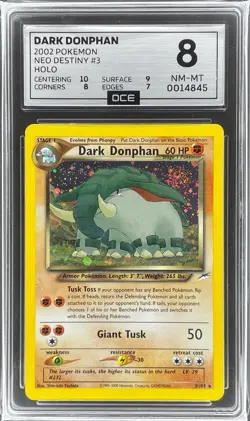 2002 Pokemon Neo Destiny Dark Donphan Holo #3 OCE 8 NM-MT (Not PSA) Swirl - Image 1