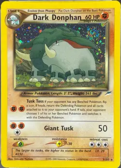 2002 Pokemon Neo Destiny Dark Donphan Holo #3 OCE 8 NM-MT (Not PSA) Swirl - Image 3
