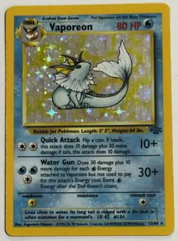 Pokemon Vaporeon 12/64 Holo Rare Jungle Unlimited WOTC Vintage Lightly Played - Image 2