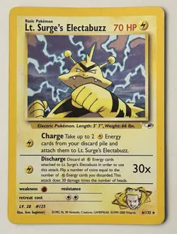 Pokemon Lt. Surge’s Electabuzz 6/132 Holo Rare Gym Heroes WOTC Lightly Played - Image 1