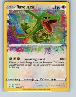 Rayquaza 138/185 Amazing Rare Vivid Voltage Pokemon Holo Near Mint - Image 1