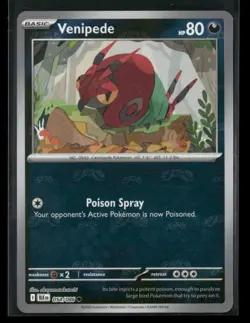 Venipede (Master Ball Pattern) 054/086 Common Black Bolt Pokemon NM/M - Image 1