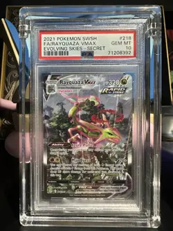 Pokemon Evolving Skies Rayquaza VMAX 218/203 Alternative Art Alt Holo PSA 10 - Image 1