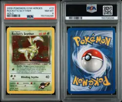 Rocket's Scyther 013/132 Pokemon Gym Heroes Holo PSA 8 - Image 1