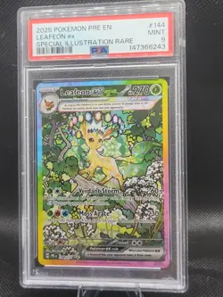 2025 Pokemon PRE EN Leafeon ex Special Illustration Rare #144 PSA 9 MINT - Image 1