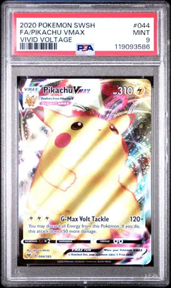 2020 POKEMON SWORD & SHIELD VIVID VOLTAGE #044 FULL ART/PIKACHU VMAX PSA 9 - Image 1