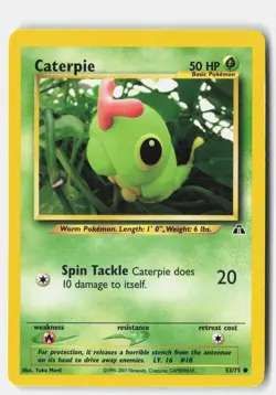 Caterpie 53/75 Common Neo Discovery Pokemon Unlimited Lightly Played Yuka Morii - Image 1