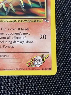 Blaine's Ponyta 63/132 1st Edition Gym Heroes Common Pokemon Card LP+ - Image 4