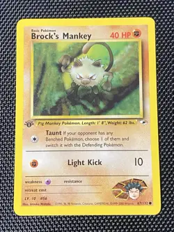 Brock's Mankey - 1st Edition - 67/132 Gym Heroes - Pokemon TCG - 2000 - Image 1
