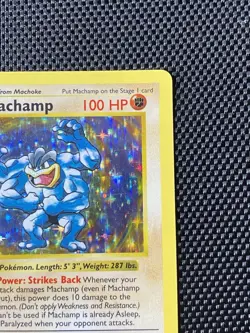 1999 Pokemon Base Set 1st Edition Machamp 8/102 Holo Rare 8/102 LP - Image 3