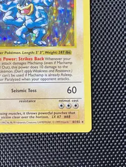 1999 Pokemon Base Set 1st Edition Machamp 8/102 Holo Rare 8/102 LP - Image 4