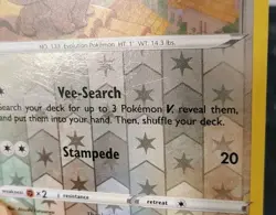 POKEMON EEVEE 125/203 REVERSE HOLO EVOLVING SKIES MP RAYQUAZA IN BACKGROUND - Image 5