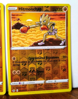 POKEMON HITMONLEE 094/202 & HITMONCHAN 095/202 REVERSE HOLOS SWORD & SHIELD - Image 3