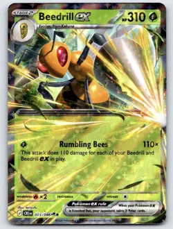 Beedrill ex 003/086 Double Rare ME04: Chaos Rising Pokemon TCG NM - Image 1