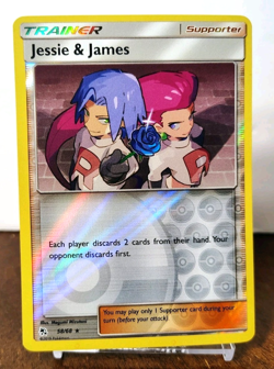 POKEMON JESSIE & JAMES 58/68 REVERSE HOLO RARE HIDDEN FATES LP-NM - Image 1