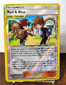POKEMON RED & BLUE 202/236 REVERSE HOLO COSMIC ECLIPSE TAG TEAM NM NEAR MINT - Image 1