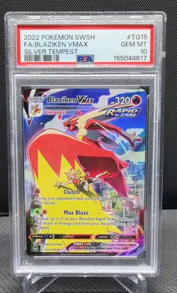 Pokemon 2022 Blaziken VMAX TG15/TG30 Full Art Silver Tempest GEM MINT PSA 10 - Image 1